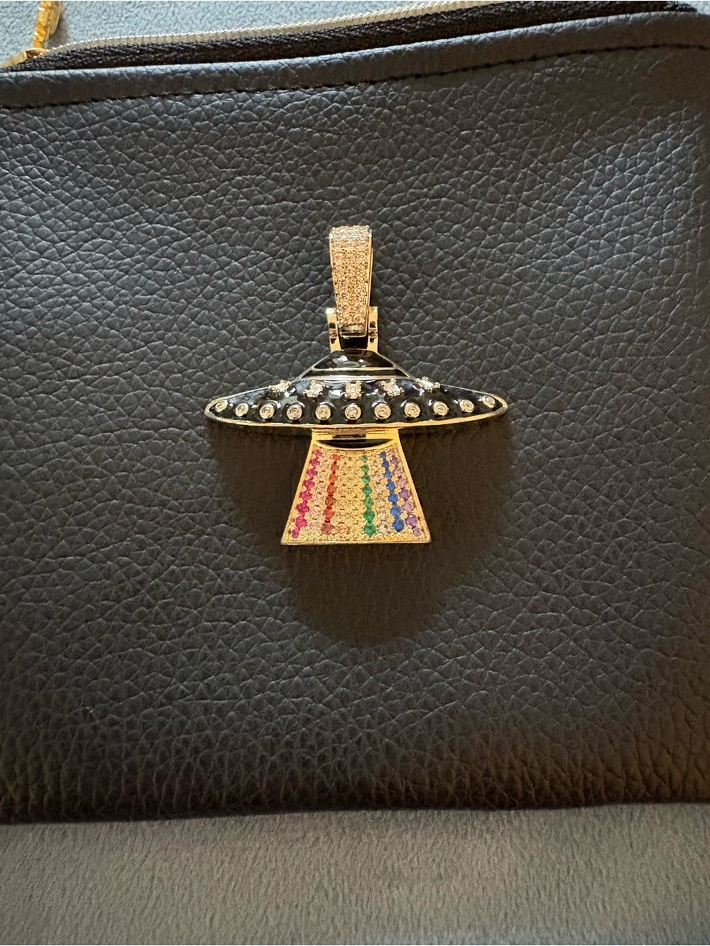 GLD Shop Gold UFO Pendant Necklace with Rainbow Accent